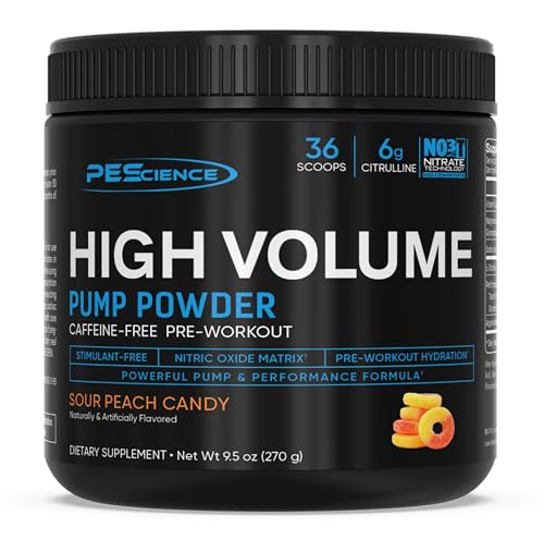 PEScience High Volume Nitric Oxide Booster Pump Pre Workout Powder, Sour Peach Candy PEScience buy supplements canada
