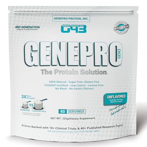 Genepro Unflavored Protein Powder - New Formula - Lactose-Free, Gluten-Free Genepro Gen. 3 The Protein Solution buy supplements canada
