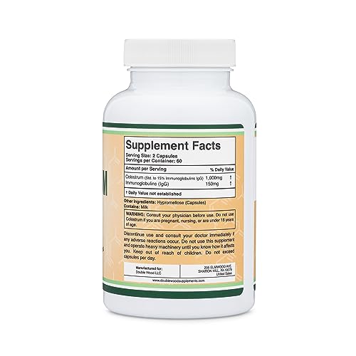Colostrum Supplement 120 Capsules, 1,000mg per Serving (Bovine Colostrum Powder Double Wood Supplements buy supplements canada