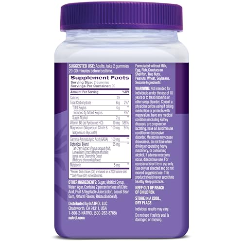 Natrol Sleep + Restore Magnesium Glycinate Blend Gummies with Melatonin 5mg - Calm Magnesium with GABA, Botanical Blend, Cherry Flavor, 60 Gummies Natrol buy supplements canada