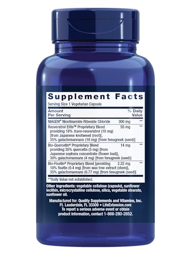 Life Extension NAD+ Cell Regenerator™ and Resveratrol Elite™*, nicotinamide riboside, Trans-resveratrol, quercetin, Fisetin, Heart Health, Healthy Aging, Vegetarian, Non-GMO, Gluten Free, 30 Capsules Life Extension buy supplements canada