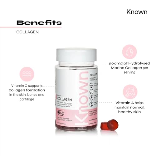 Marine Collagen Gummies by Known Nutrition with Vitamin C | 60 One-a-Day 500mg Hydrolysed Marine Collagen Gummies Known buy supplements canada
