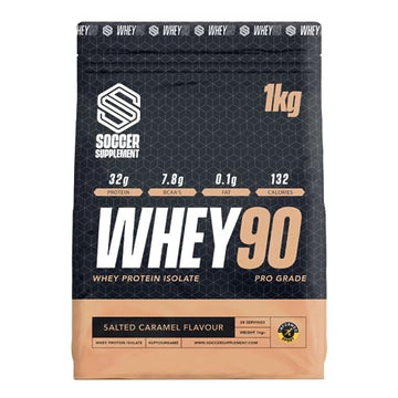 Whey90 Salted Caramel 1kg Whey Protein Isolate- by Soccer Supplement, 32 Grams SOCCER SUPPLEMENT buy supplements canada