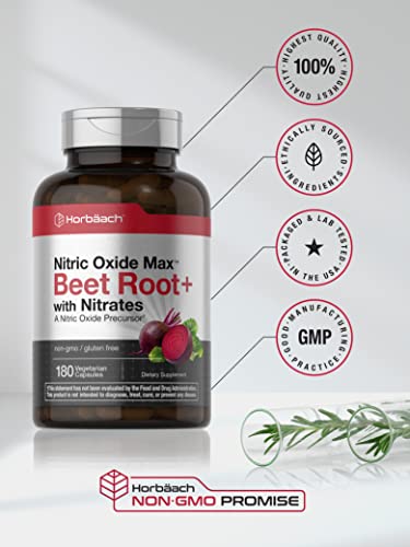 Nitric Oxide Beet Root Capsules | with Nitrates | 180 Count | Nitric Oxide Precursor | Vegetarian Horbäach buy supplements canada