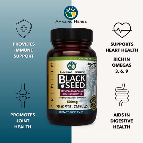 Amazing Herbs Premium Black Seed Oil Capsules - Cold Pressed Nigella Sativa Aids Amazing Herbs buy supplements canada
