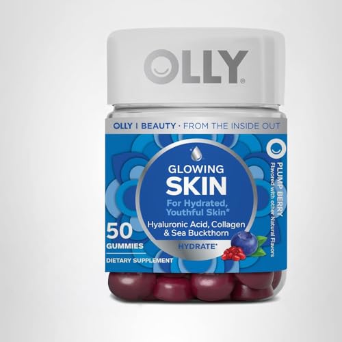 OLLY Glowing Skin Gummy, Hydrated & Youthful Skin,* Hyaluronic Acid, Collagen Peptides, Sea Buckthorn, Plump Berry Flavor OLLY buy supplements canada