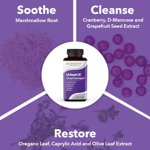 Urinari-X - Urinary Tract Support - Fast Acting UTI Relief - Vitamin Supplement for Healthy Bladder Function & Immunity - D-Mannose, Cranberry, Caprylic Acid, Uva Ursi & Grapefruit - 90 Capsules LifeSeasons buy supplements canada