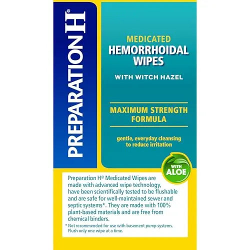 Preparation H Hemorrhoid Flushable Wipes with Witch Hazel for Skin Irritation Relief - 96 Count Preparation H buy supplements canada
