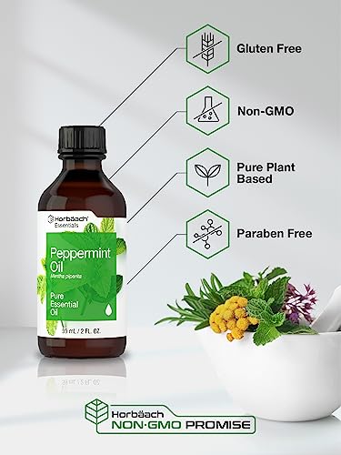 Horbaach Peppermint Oil | 2 fl oz | Pure Essential Spray | for Massage, Bath & Diffusers | Non-GMO Horbäach buy supplements canada