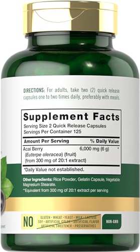 Carlyle Acai Berry Capsules 6000mg | 250 Count | Non-GMO & Gluten Free Acai Berry Carlyle buy supplements canada