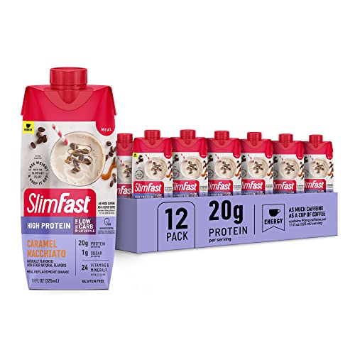 SlimFast Protein Shake with Caffeine, Caramel Macchiato- 20g Protein, Meal Replacement SlimFast buy supplements canada