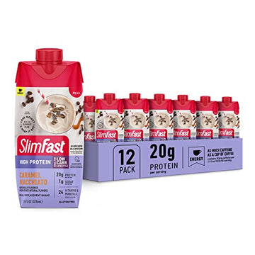 SlimFast Protein Shake with Caffeine, Caramel Macchiato- 20g Protein, Meal Replacement SlimFast buy supplements canada