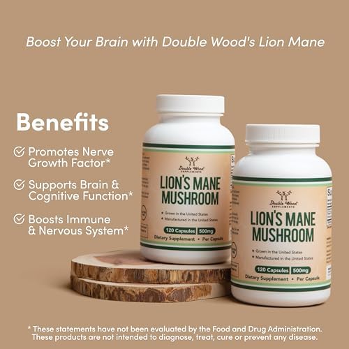 Lions Mane Supplement Mushroom Capsules (Two Month Supply - 120 Count) for Brain Double Wood Supplements buy supplements canada