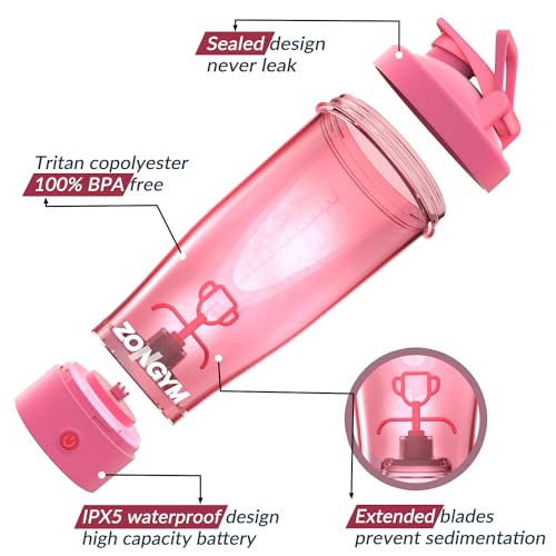 Electric Protein Shaker Bottle, 24 oz USB Rechargeable Blender Bottles, Shaker Bottles ZonGym buy supplements canada