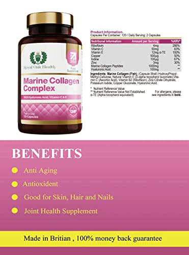 Marine Collagen Complex – 120 Hydrolyzed Fish Collagen Capsules – Enriched with Vitamin C Royal Oak Health buy supplements canada