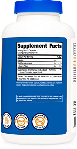 Nutricost Glucomannan 1,800mg Per Serving, 180 Capsules - Natural Fiber Source Nutricost buy supplements canada