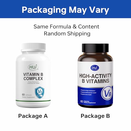 HUJ High-Activity B Vitamins - Supports Normal Energy Metabolism & Nerve System Health - Supplement with 8 B Vitamins, Inositol and D-Chiro Inositol - 60 Capsules. HUJ buy supplements canada
