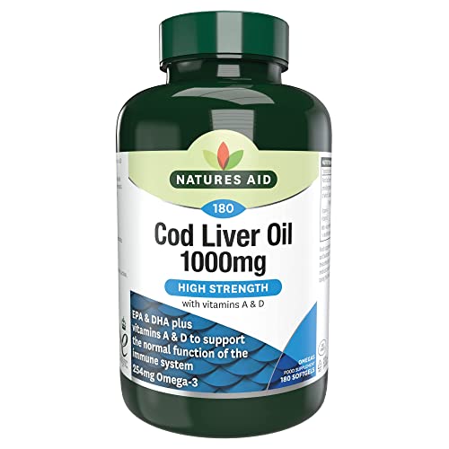 Natures Aid Cod Liver Oil, 1000 mg, 180 Softgel Capsules (High Strength, 254 mg Omega natures aid buy supplements canada