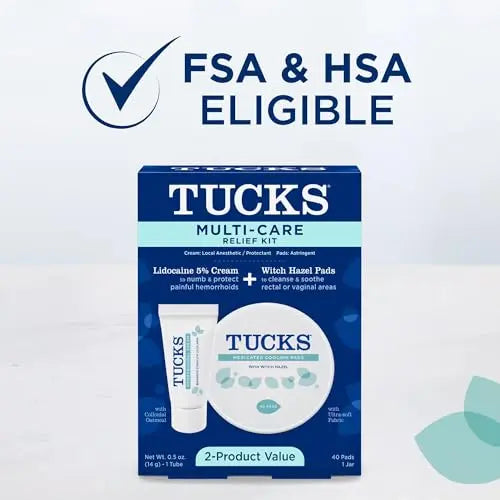 Tucks Multi-Care Relief Kit – 40 Count Witch Hazel Pads & 0.5 oz. Lidocaine Cream - Protects from Irritation, Hemorrhoid Treatment Medicated Pads Used by Hospitals TUCKS buy supplements canada