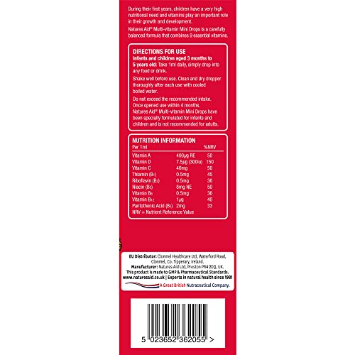 Natures Aid Mini Drops Multi-vitamin for Infants and Children, Sugar Free, 50 ml Natures Aid buy supplements canada
