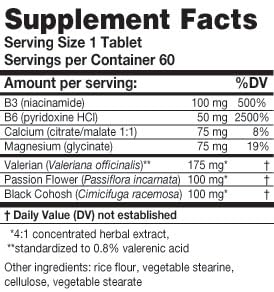 MyoCalm 60 Vegetarian Capsules | Valerian 175mg, Passion Flower 100mg, Black Cohosh 100mg, Calcium 75mg, Magnesium 75mg, b3(niacinamide), b6(Pyridoxine HCI) Karuna buy supplements canada