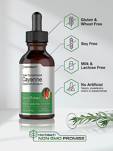 Cayenne Pepper Liquid Extract | 2 fl oz | Vegetarian, Non-GMO, Gluten Free Supplement Horbäach buy supplements canada