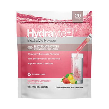 Hydralyte Plus Collagen Effervescent Electrolytes Powder Sachets - 20 Strawberry Lemonade Flavored Sticks Hydralyte buy supplements canada