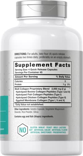Multi Collagen Protein 2000 mg | 180 Capsules | Type I, II, III, V, X | Collagen Peptide Pills Horbäach buy supplements canada