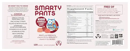 SmartyPants Kids Multivitamin Gummies: Omega 3 Fish Oil (EPA/DHA), Vitamin D3, C, Vitamin B12, B6, A, K & Zinc for Immune Support SmartyPants buy supplements canada