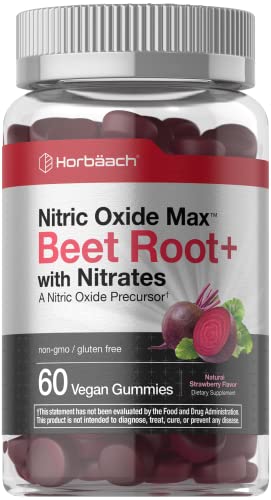 Nitric Oxide Beet Root Gummies | 60 Count | with Nitrates | Natural Strawberry Flavor Horbäach buy supplements canada