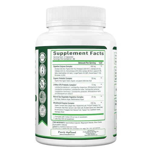 Purely Optimal Premium Digestive Enzymes Plus Prebiotics & Probiotics - for Better Digestio Purely Optimal buy supplements canada