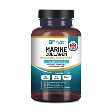 Marine Collagen with Hyaluronic Acid 1100mg | 90 Collagen Capsules High Strength for Women & Men PH PROWISE Healthcare buy supplements canada