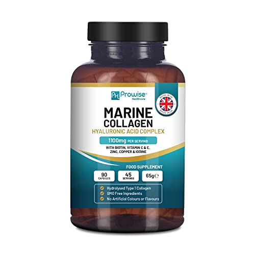 Marine Collagen with Hyaluronic Acid 1100mg | 90 Collagen Capsules High Strength for Women & Men PH PROWISE Healthcare buy supplements canada