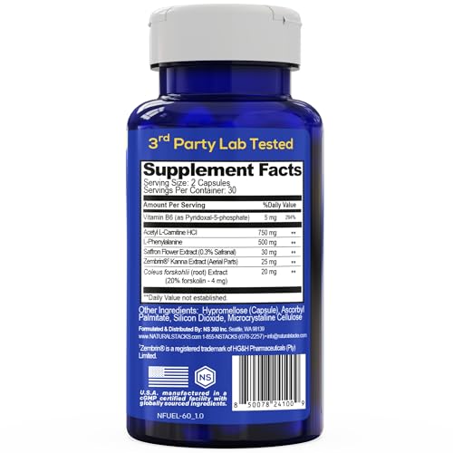 NATURAL STACKS NeuroFuel Nootropic with Zembrin - Doctor Developed Memory & Focus Supplement - Kanna Extract Sceletium Tortuosum - Nootropic Brain Supplement for Focus - 60 Zembrin Capsules NATURAL STACKS buy supplements canada