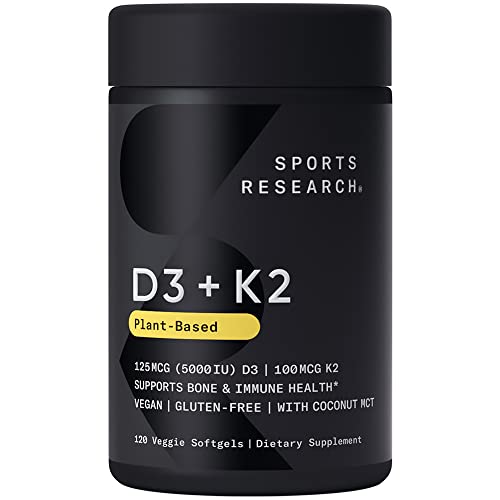 Sports Research Vitamin D3 + K2 with 5000iu of Plant-Based D3 & 100mcg of Vitamin Sports Research buy supplements canada