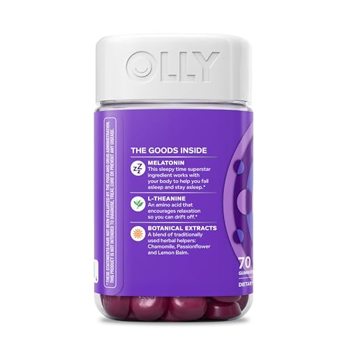 OLLY Sleep Gummy, 3 mg Melatonin, L-Theanine, Chamomile, Lemon Balm, Sleep Aid, Blackberry - 70 Count OLLY buy supplements canada