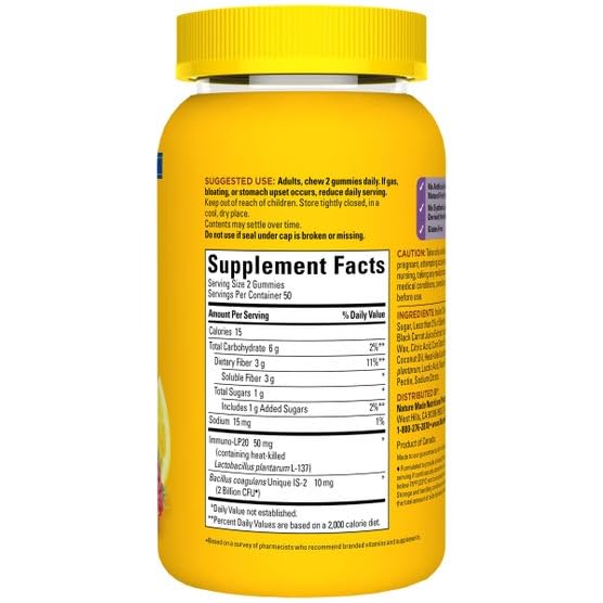 Nature Made Triple Action Biotic Gummy, 100 Gummies, Combined Prebiotic, Probiotic and PostBiotic, 50 Day Supply Nature Made buy supplements canada