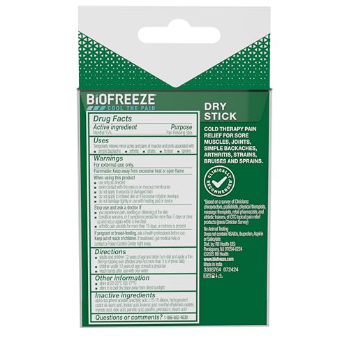 Biofreeze Dry Stick, Mess-Free Relief for Neck, Shoulder, Knee, Hip, Hand & Joint, Cooling Menthol Pain Relief Stick, Up to 100 Uses Biofreeze buy supplements canada