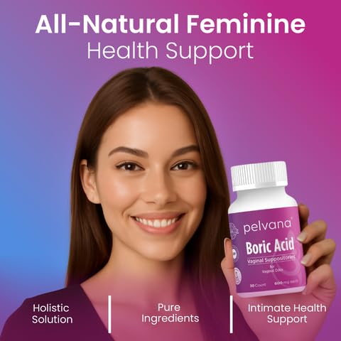 Pelvana Boric Acid Suppositories for Women 30 + 7 Applicators + 50 pH Test Strips, Total of 87 Piece Kit for Vaginal Odor - Third-Party Verified & Bottled in The USA - Feminine Health Odor Solution Pelvana buy supplements canada
