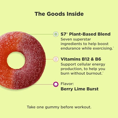 OLLY Pre-Game Energize Workout Gummy Rings, S7 Plant-Based Blend, B Vitamins, Berry OLLY buy supplements canada