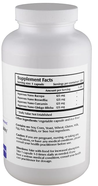One Planet Nutrition Nano Brain 500 mg Capsules (120 Count) - Synergistic Blend of Bacopa, Curcumin, Boswellia & Ginkgo - Enhances Mental Clarity & Memory - Non-GMO, Vegan, Gluten Free One Planet Nutrition buy supplements canada