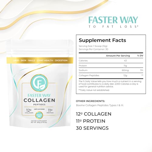 FASTer Way to Fat Loss, Unflavored, 360g Grass-Fed Beef Collagen Peptides for Skin FASTer Way to Fat Loss buy supplements canada