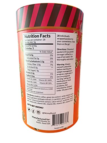 Skinny Boost Skinny Coffee- (Unflavored) Instant Sticks Made with Arabica Coffee, Garcinia SkinnyBoost buy supplements canada