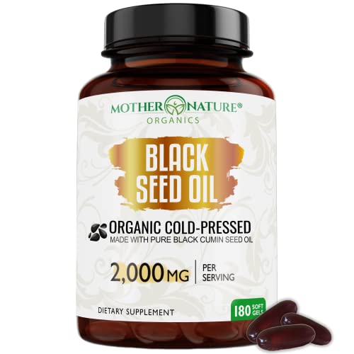 Organic Black Seed Oil Capsules - 3 Month Supply - 180 Count (2000mg Per Serving) Mother Nature Organics Superfoods for Organic Living buy supplements canada
