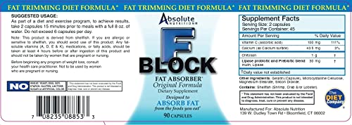 Absolute Nutrition FBlock Xtra Fat Absorber, Diet Formula, 90 Capsules Absolute Nutrition buy supplements canada