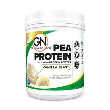 Growing Naturals | Vanilla Raw Pea Powder 15g Plant Protein | 2.8G BCAA, Low-Carb Growing Naturals buy supplements canada