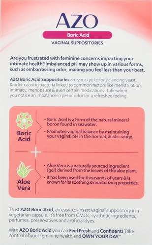 AZO Boric Acid Vaginal Suppositories, Helps Support Odor Control and Balance Vaginal PH AZO buy supplements canada