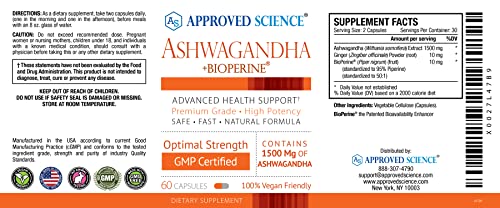 Approved Science® Ashwagandha 1500mg with Bioperine® and Ginger- Alleviate Sleepless Approved Science buy supplements canada