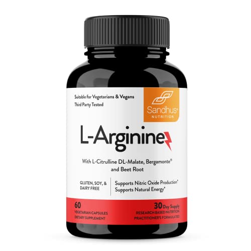Sandhu's L-Arginine with Nitric Oxide Precursor | Made in The USA| 30 Days Supply Sandhu's buy supplements canada