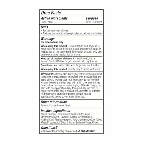 The Ordinary Sulfur 10% Powder-to-Cream Acne Spot Treatment Concentrate, Reduces Pimple Size and Zit Redness, 0.18 Oz The Ordinary buy supplements canada